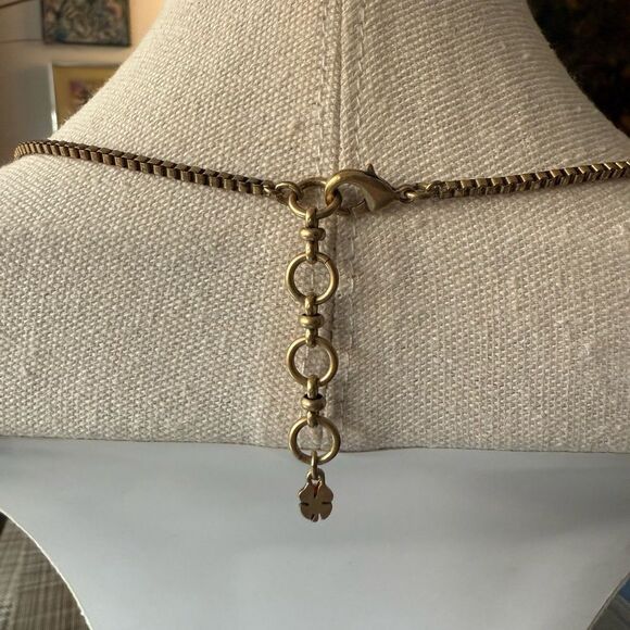 Lucky Brand Signed Reversible Pendant GoldTone Long Box Chain Necklace. - Picture 3 of 6